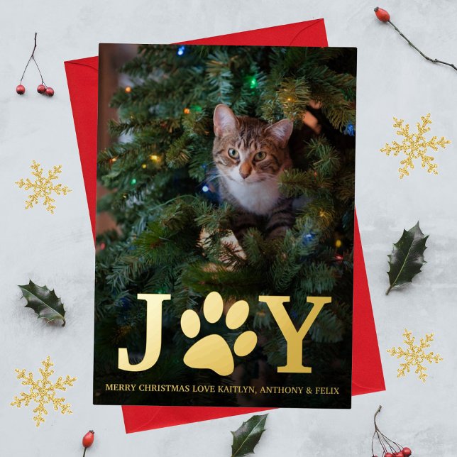 Carte De Vœux En Aluminium Noël Joie | Photo de animal réel (Créateur téléchargé)