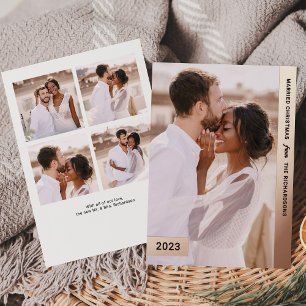 Carte De Vœux En Aluminium Noël marié   Rose Gold Newlysée Multi Photo