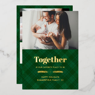 Carte De Vœux En Aluminium Noël Notre lieu favori Famille Photo Gold