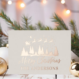 Carte De Vœux En Aluminium Noël père Noël crème élégante photo traditionnelle