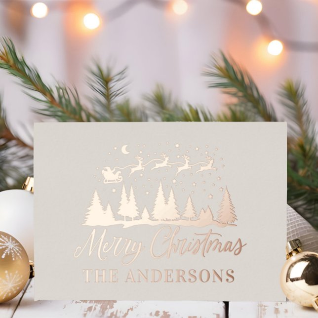 Carte De Vœux En Aluminium Noël père Noël crème élégante photo traditionnelle (Créateur téléchargé)