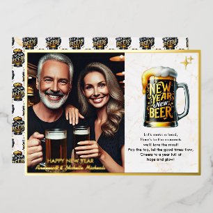 Carte De Vœux En Aluminium Nouvel An Bière Drôle Photo