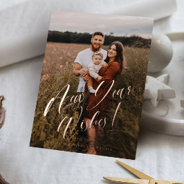 Carte De Vœux En Aluminium Nouvel An Souhaite Minimal Élégant Script Photo