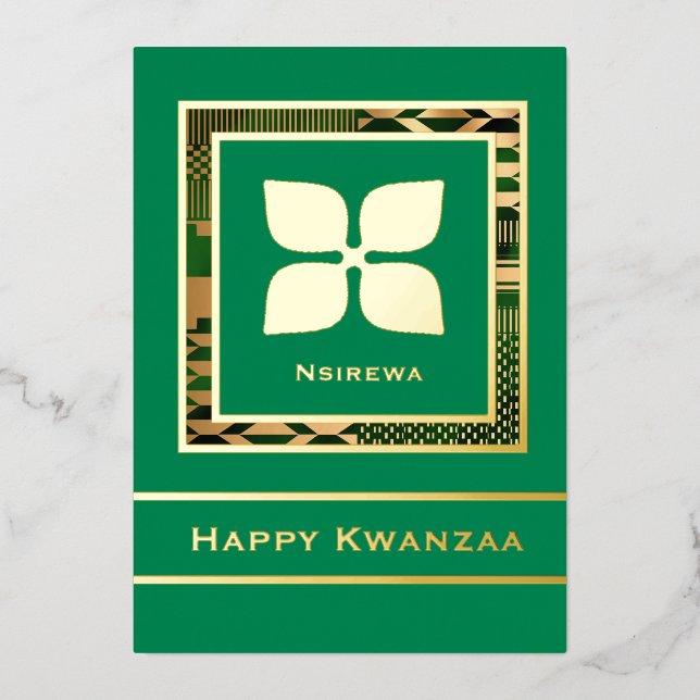 Carte De Vœux En Aluminium Nsirewa Happy Kwanzaa (Vert) (Recto)