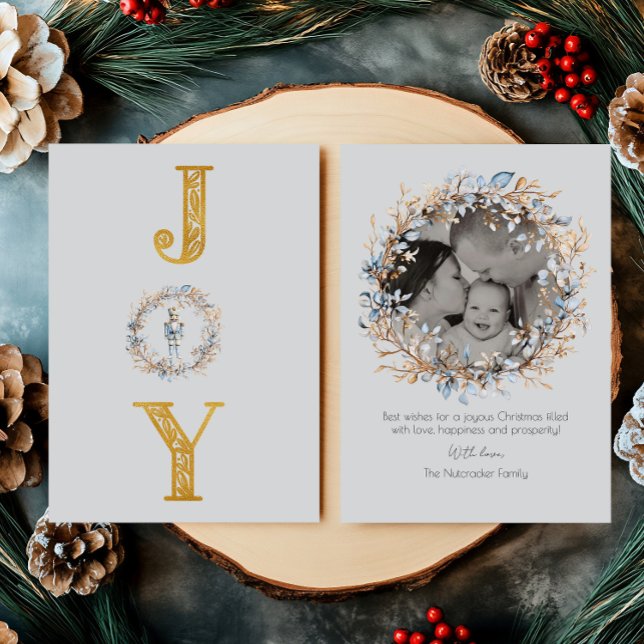 Carte De Vœux En Aluminium Nutcracker de Noël aquarelle Joie Photo (Créateur téléchargé)