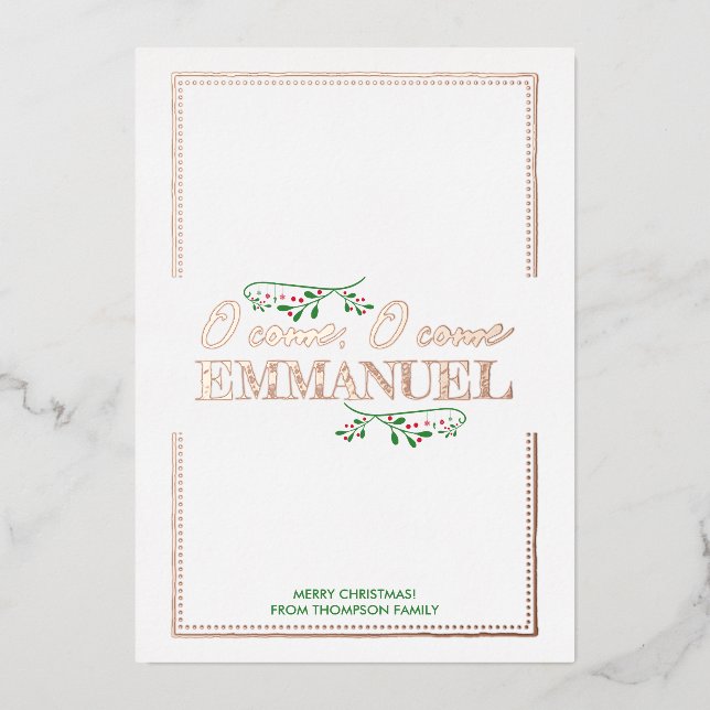 Carte De Vœux En Aluminium Ô viens, Emmanuel !  (Recto)