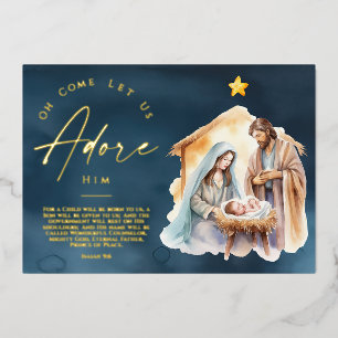 Carte De Vœux En Aluminium Oh Venez Admirez-Lui Noël Or