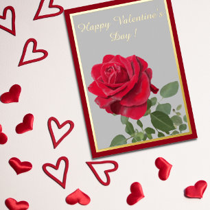 Carte De Vœux En Aluminium OIl Rose rouge peinte - Heureuse Sainte-Valentin