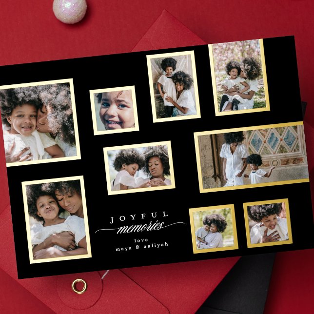 Carte De Vœux En Aluminium Onyx Photo Collage Cadres Modernes Moments Joyeux (Créateur téléchargé)