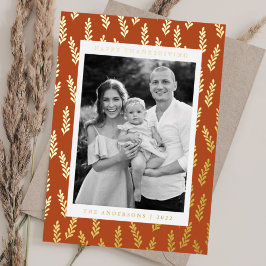 Carte De Vœux En Aluminium Orange et Golden Foliing Photo Thanksgiving