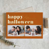 Orange Retro Typographie Joyeux Halloween Deux Pho