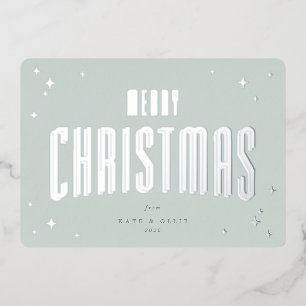 Carte De Vœux En Aluminium Pale Green Joyeux Noël Retro Stations Appartement