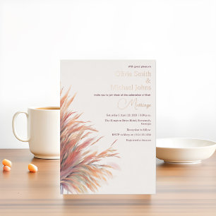 Carte De Vœux En Aluminium Pampass herbe Terracotta Faire-part de mariage ros