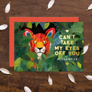 Carte De Vœux En Aluminium Paroles d'amour mignonnes Jungle colorée Tigre sau