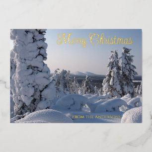 Carte De Vœux En Aluminium Paysage hivernal neige Joyeux Noël