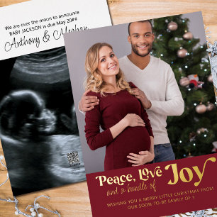 Carte De Vœux En Aluminium Peace Love Bundle of Joy 2 Photo Pregnancy Gold
