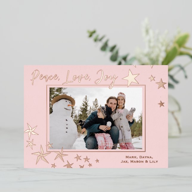 Carte De Vœux En Aluminium Peace Love Joy Starry (Debout devant)