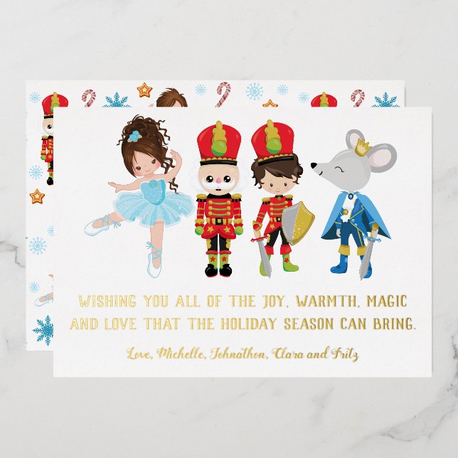 Carte De Vœux En Aluminium Personnalisé Nutcracker Ballet Noël (Recto/Verso)