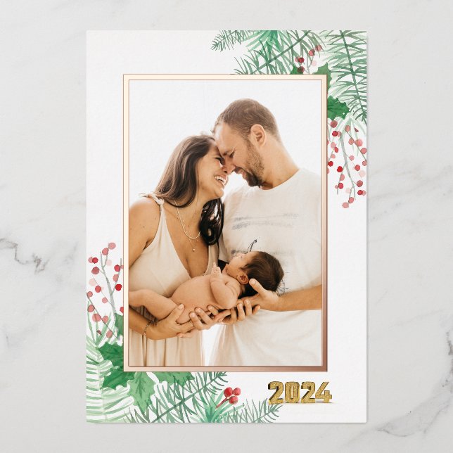 Carte De Vœux En Aluminium Personnaliser Photo Rouge Joyeux Noël (Recto)