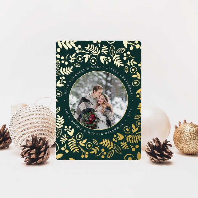 Carte De Vœux En Aluminium Photo botanique d'hiver Gold (Créateur téléchargé)