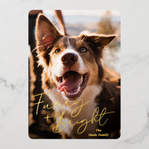 Carte De Vœux En Aluminium Photo Chien mignon Noël moderne