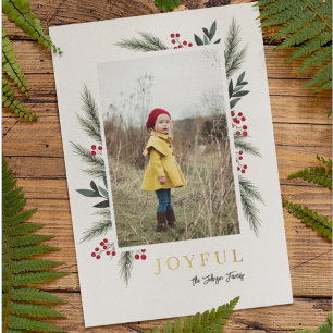 Carte De Vœux En Aluminium Photo de cadre de baies de Noël