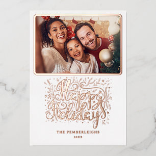 Carte De Vœux En Aluminium Photo de Joyeuses Fêtes en calligraphie moderne