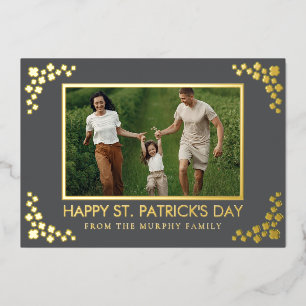 Carte De Vœux En Aluminium Photo de la Saint-Patrick trèfle chanceux minimali