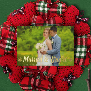 Carte De Vœux En Aluminium Photo de Mariage marié et brillant
