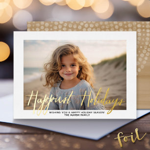 Carte De Vœux En Aluminium Photo de Noël - avec Meilleurs Vœux de Fêtes en Or