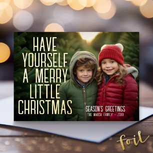 Carte De Vœux En Aluminium Photo de Noël - Ayez-vous un joyeux petit