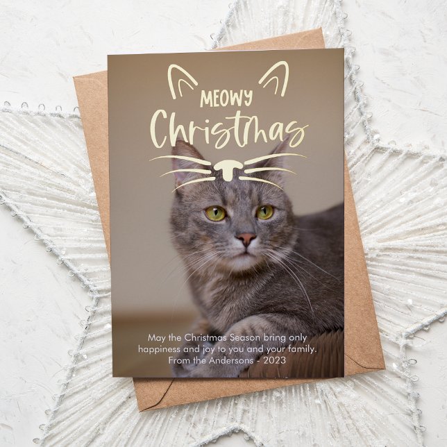 Carte De Vœux En Aluminium Photo de Noël de Cute Meowy (Créateur téléchargé)