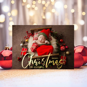 Carte De Vœux En Aluminium Photo de Noël de la famille moderne