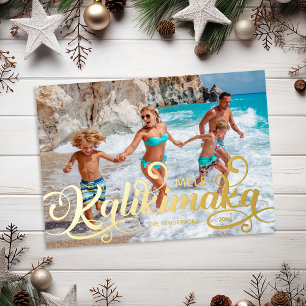 Carte De Vœux En Aluminium Photo de Noël de Mele Kalikimaka