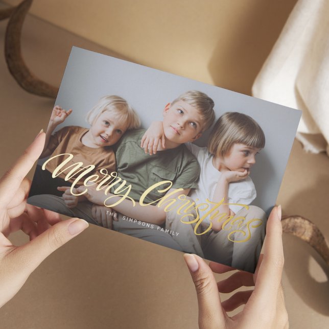 Carte De Vœux En Aluminium Photo de Noël design moderne (Créateur téléchargé)