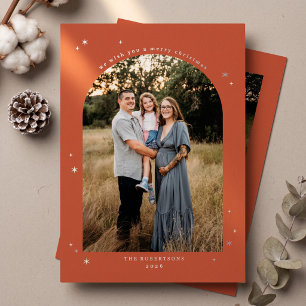 Carte De Vœux En Aluminium Photo de Noël Elegant Arch - Orange