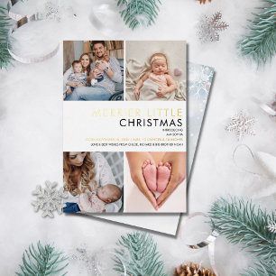 Carte De Vœux En Aluminium Photo de Noël Faire-part de naissance Gold Foil