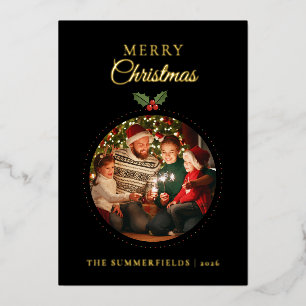 Carte De Vœux En Aluminium Photo de Noël Feuillage Aquarelle