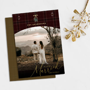 Carte De Vœux En Aluminium Photo de Noël Gold très mariée