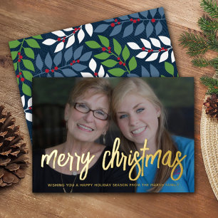Carte De Vœux En Aluminium Photo de Noël horizontal Lucky Joyeux Noël