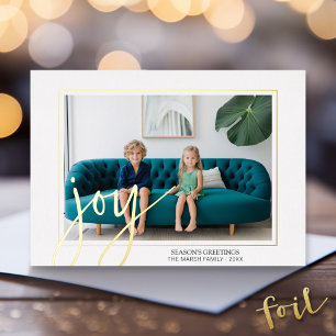 Carte De Vœux En Aluminium Photo de Noël Horizontale - avec Gold JOY