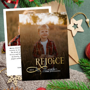 Carte De Vœux En Aluminium Photo de Noël joyeux chrétien religieux Réjouissez