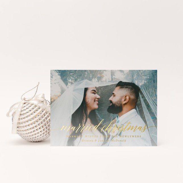 Carte De Vœux En Aluminium Photo de Noël mariée (Créateur téléchargé)