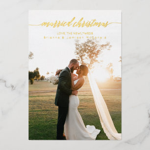Carte De Vœux En Aluminium Photo de Noël mariée