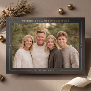 Carte De Vœux En Aluminium Photo de Noël moderne encadré