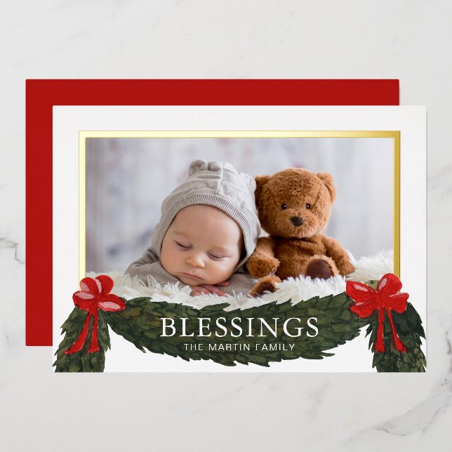 Carte De Vœux En Aluminium Photo de Noël religieux avec bénédictions (Recto/Verso)