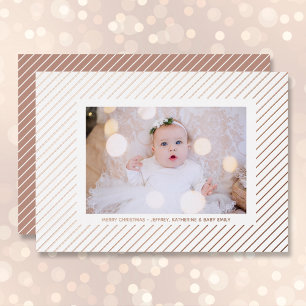 Carte De Vœux En Aluminium Photo de Noël Silver Pinstripe