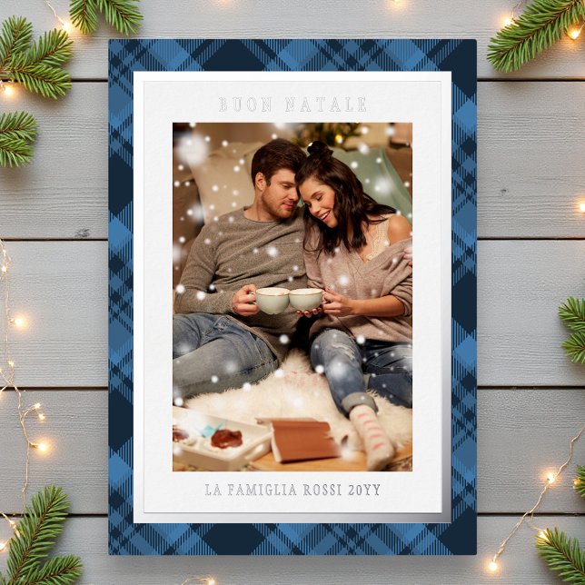 Carte De Vœux En Aluminium Photo de taran bleu de Buon Natale (Créateur téléchargé)