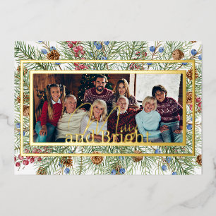 Carte De Vœux En Aluminium Photo de verdure festive Joyeux et lumineux