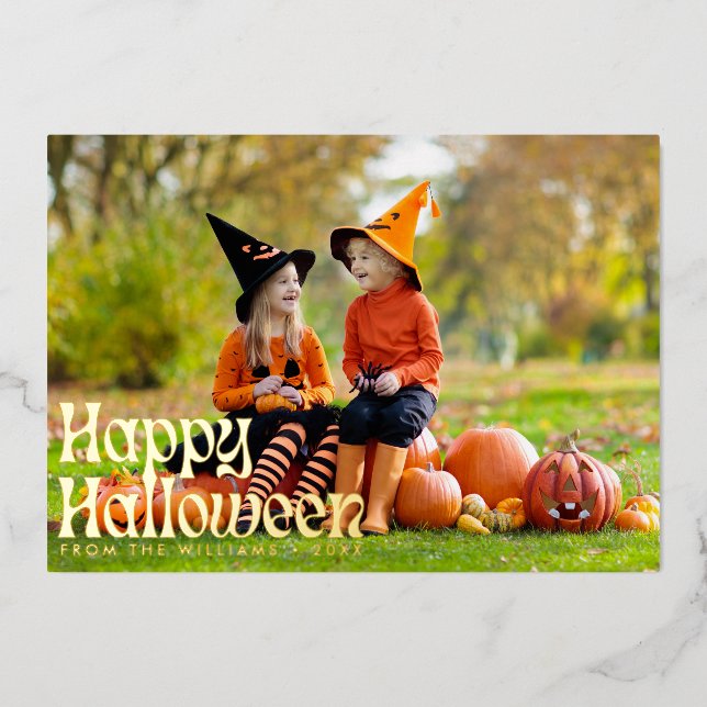 Carte De Vœux En Aluminium Photo élégant de Joyeux Halloween (Recto)